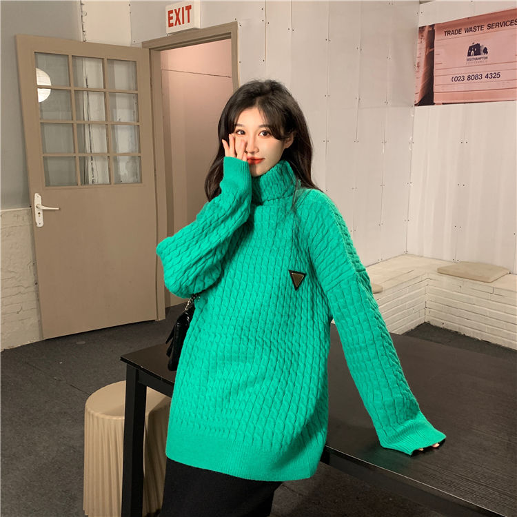 Heap collar loose wears outside sweater for women
