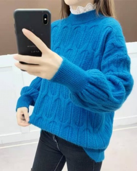 Autumn loose lace collar college style bottoming sweater