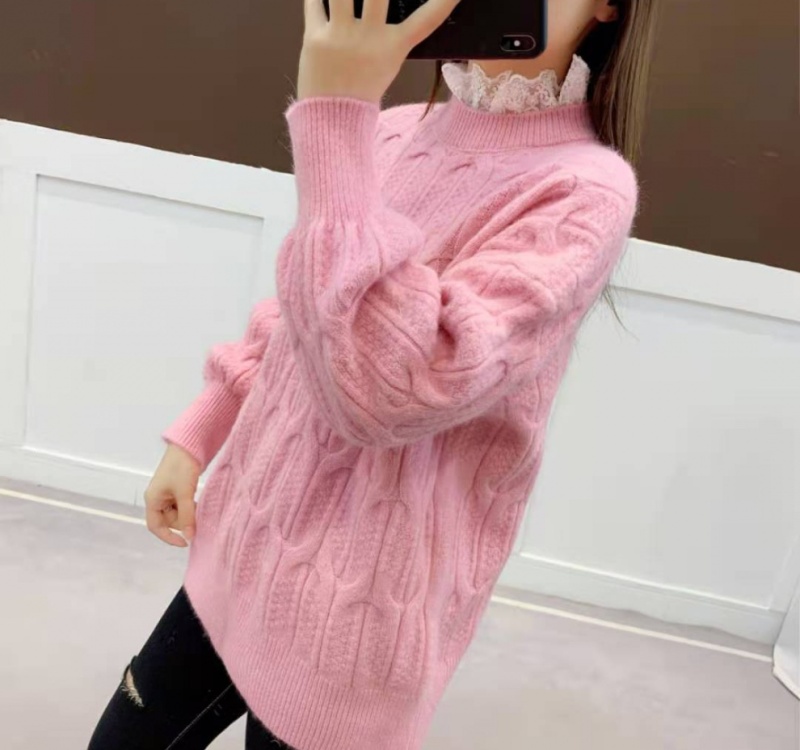 Autumn loose lace collar college style bottoming sweater