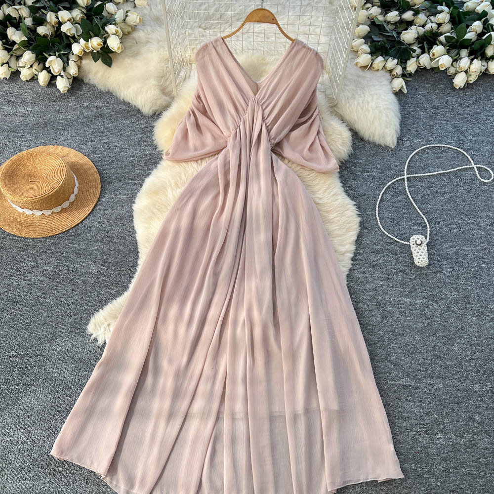 Spring temperament fashion V-neck dress for women