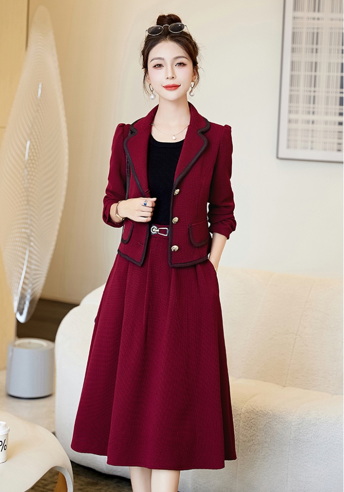 Elegant fashion tops chanelstyle skirt a set