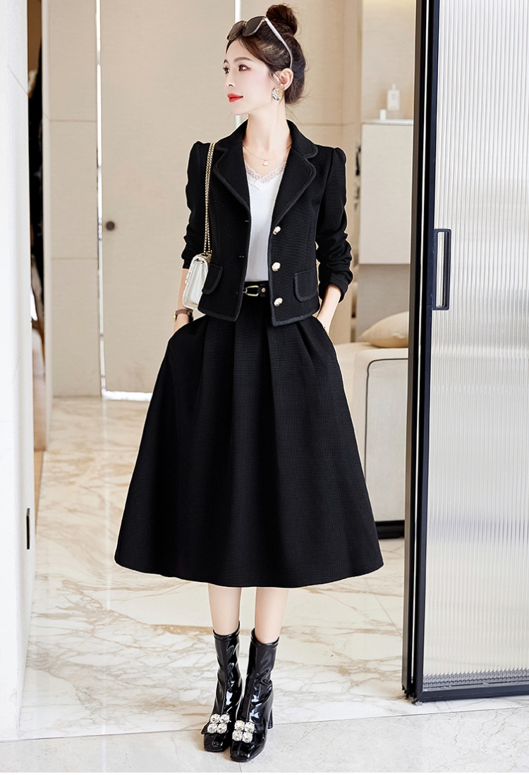 Elegant fashion tops chanelstyle skirt a set