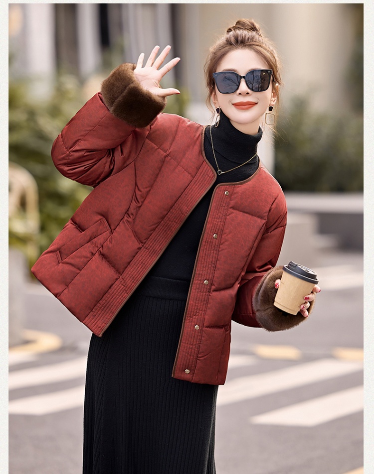 Winter jacquard down coat duck down coat for women