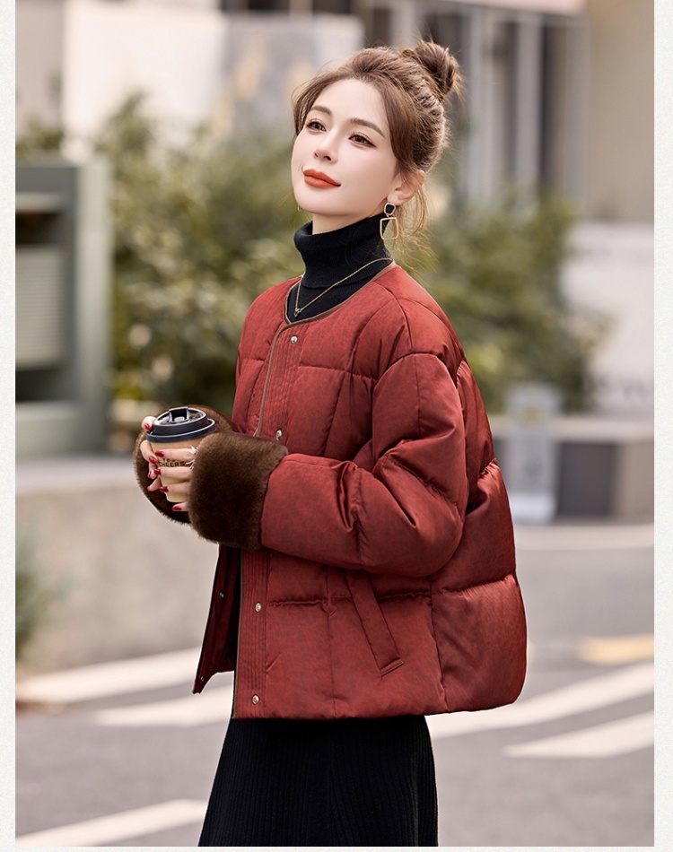 Winter jacquard down coat duck down coat for women
