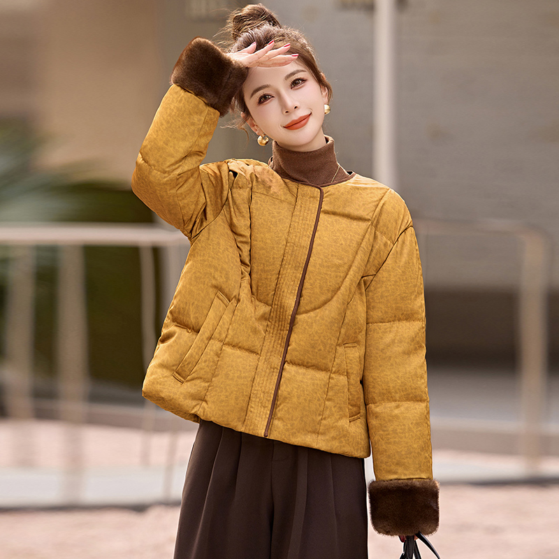 Winter jacquard down coat duck down coat for women
