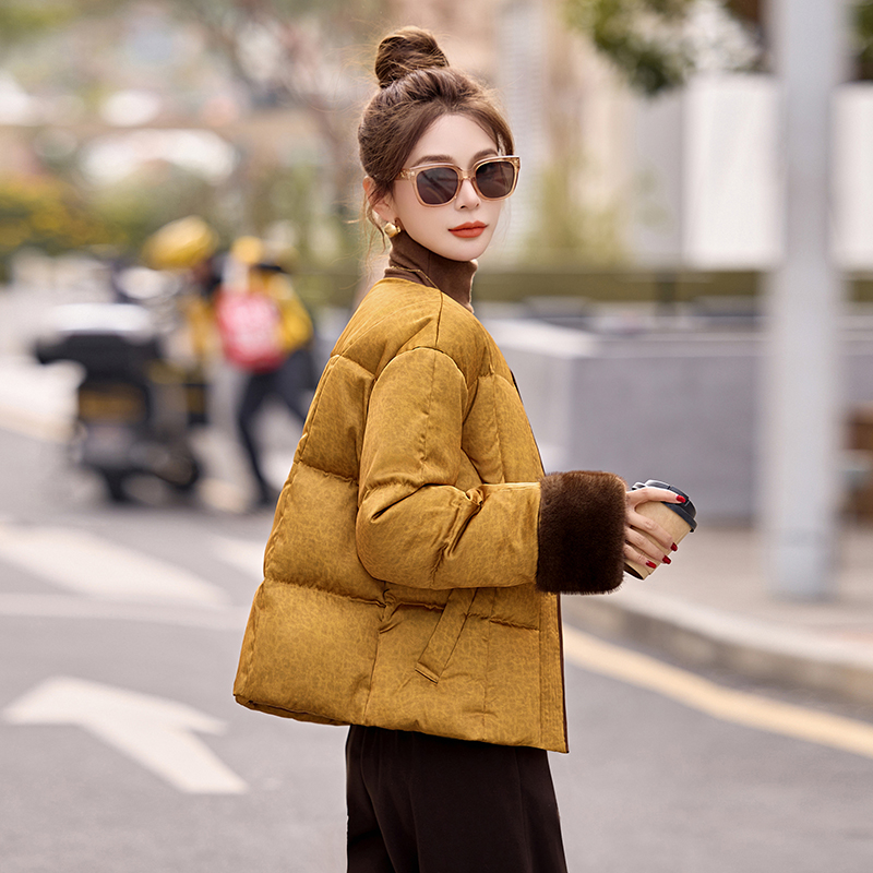 Winter jacquard down coat duck down coat for women