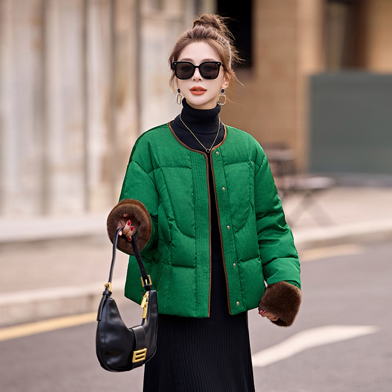 Winter jacquard down coat duck down coat for women