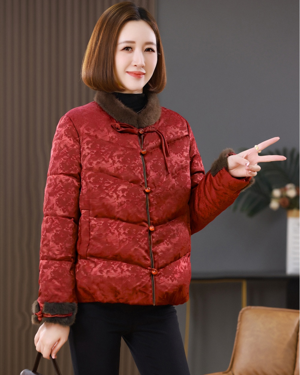 Simple duck down thermal show young thick down coat