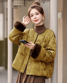 Jacquard winter coat short Chinese style down coat