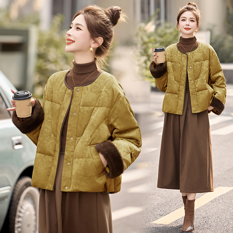 Jacquard winter coat short Chinese style down coat