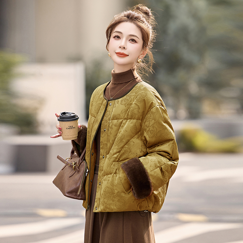 Jacquard winter coat short Chinese style down coat