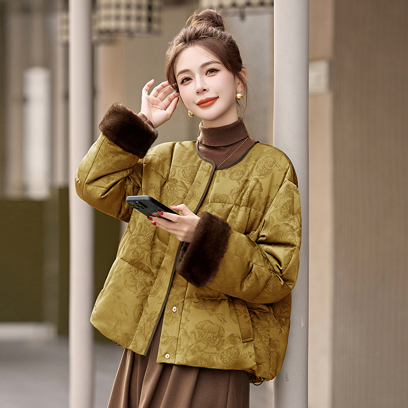 Jacquard winter coat short Chinese style down coat