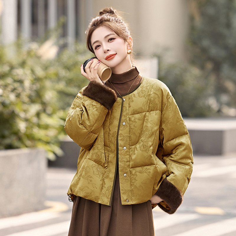 Jacquard winter coat short Chinese style down coat