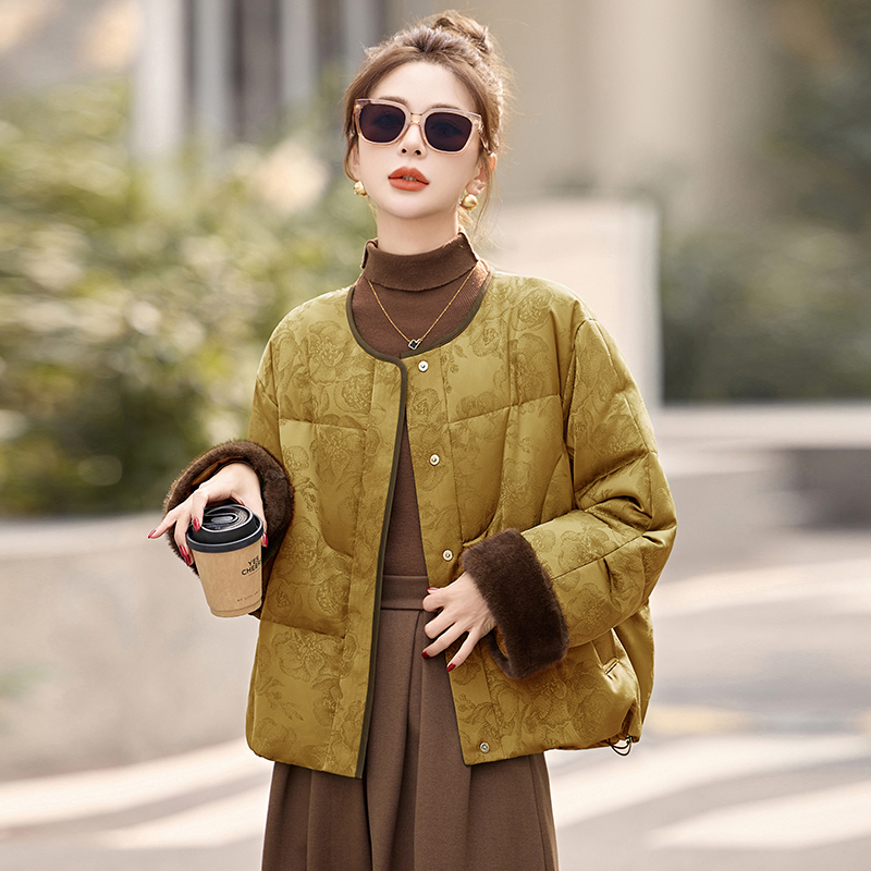 Jacquard winter coat short Chinese style down coat