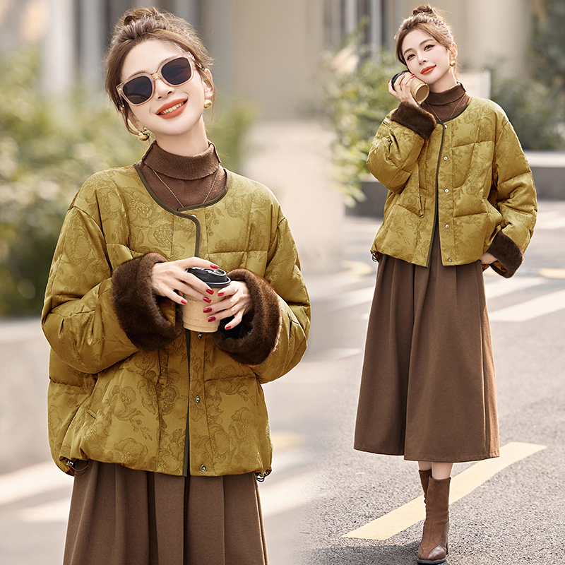 Jacquard winter coat short Chinese style down coat
