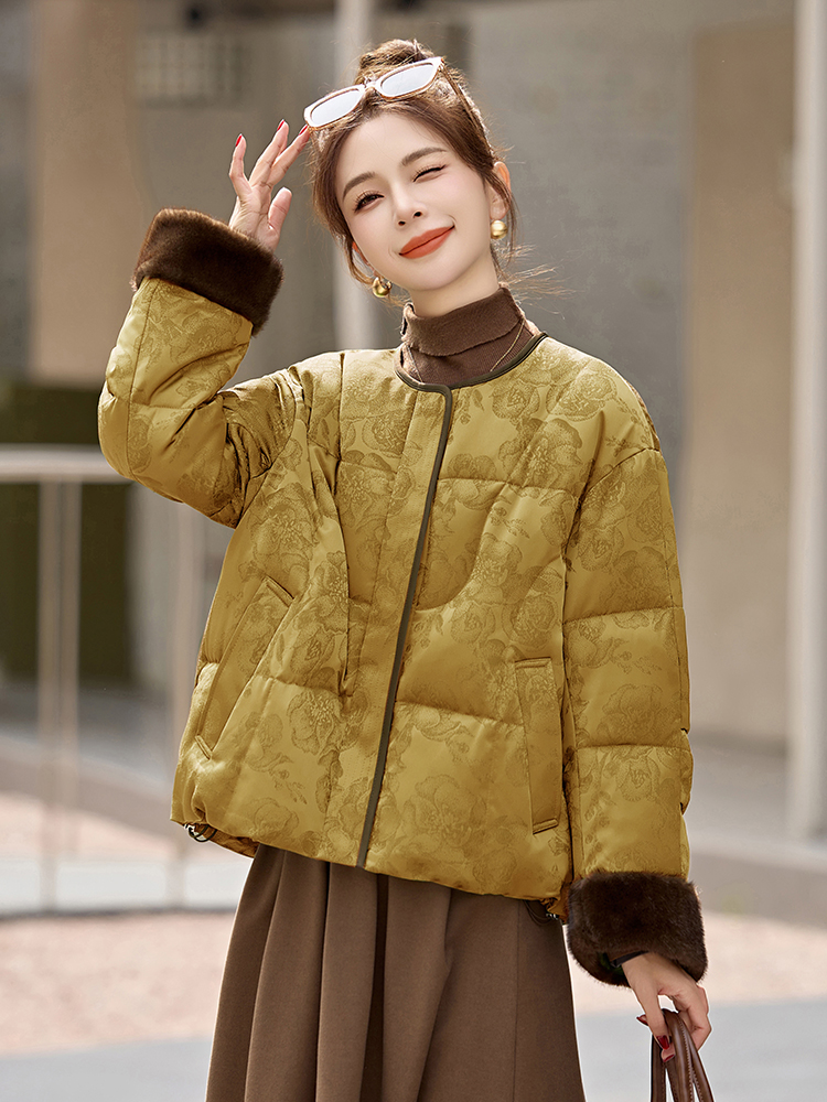 Jacquard winter coat short Chinese style down coat