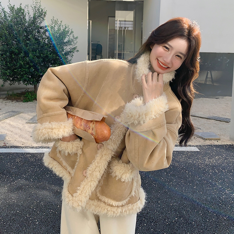 Winter lambs wool loose coat