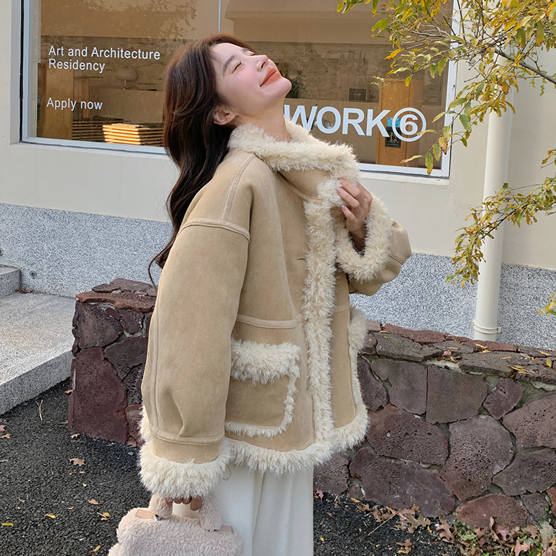 Winter lambs wool loose coat