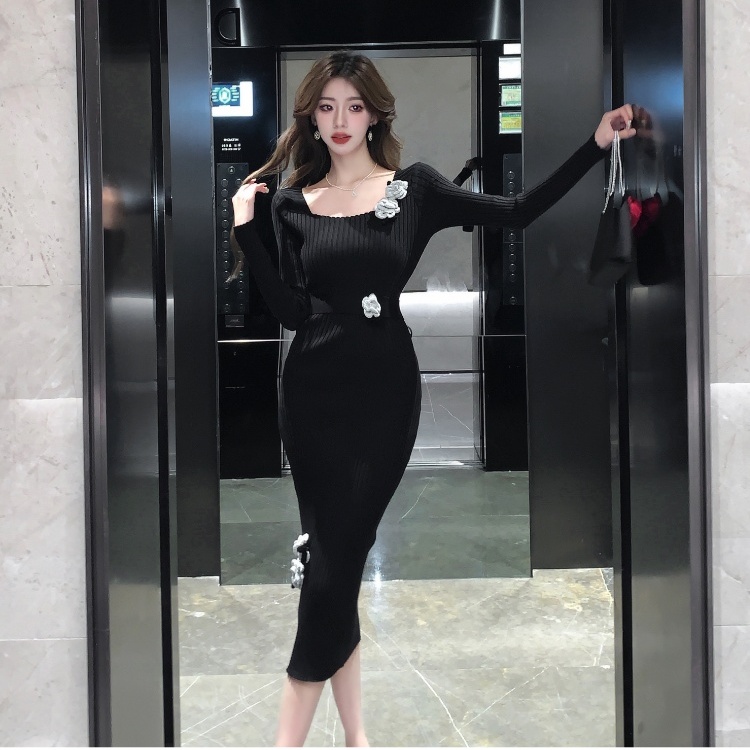 Sexy autumn and winter dress slim long dress for women