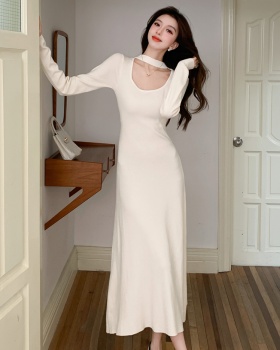 Slim halter dress knitted long dress for women