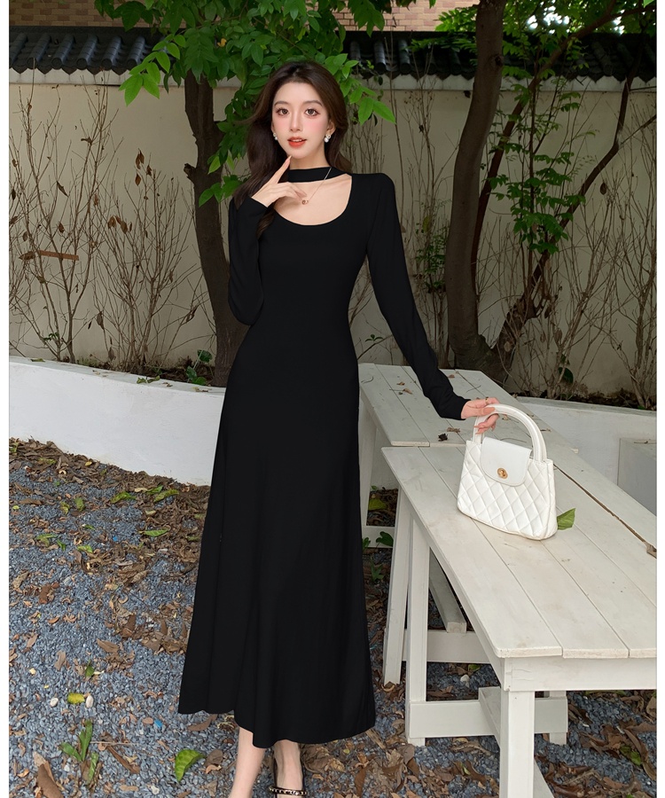 Slim halter dress knitted long dress for women