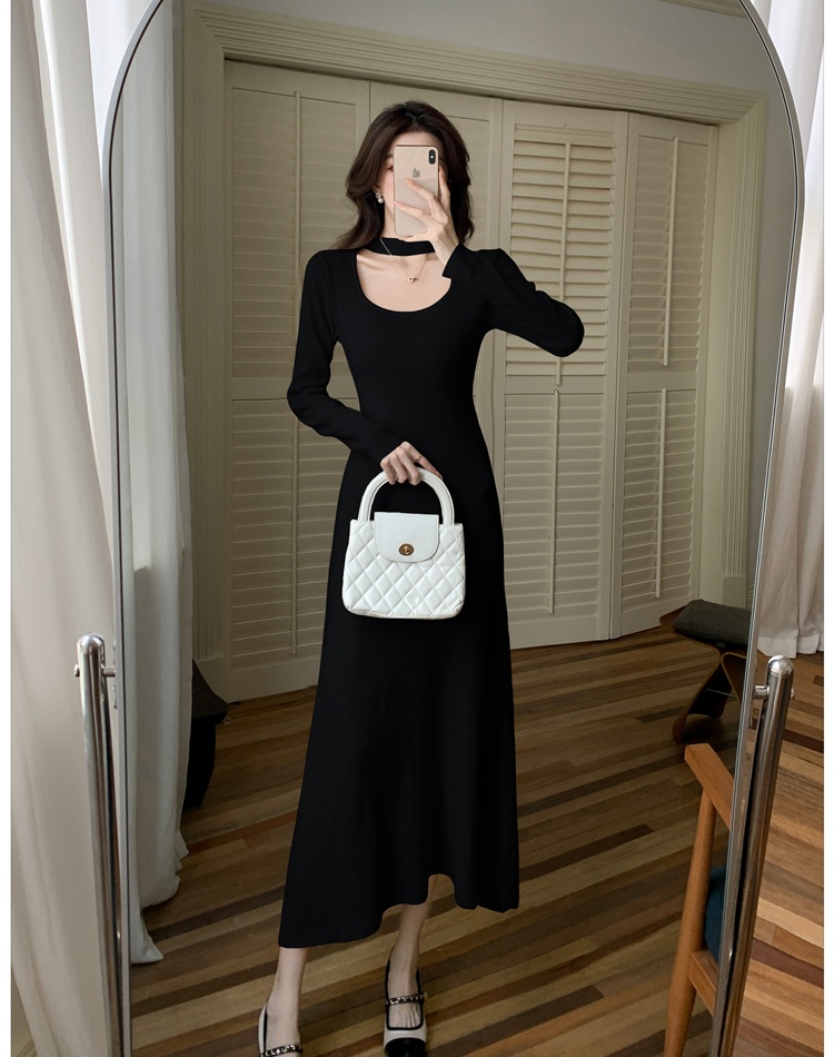 Slim halter dress knitted long dress for women