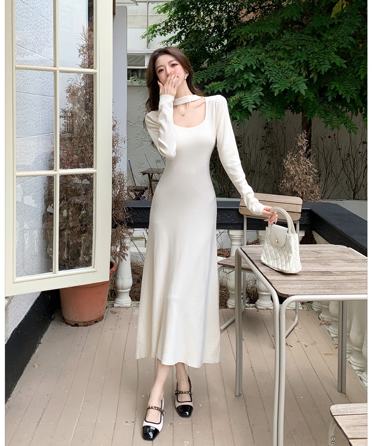 Slim halter dress knitted long dress for women