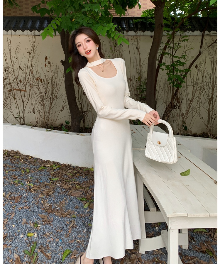 Slim halter dress knitted long dress for women