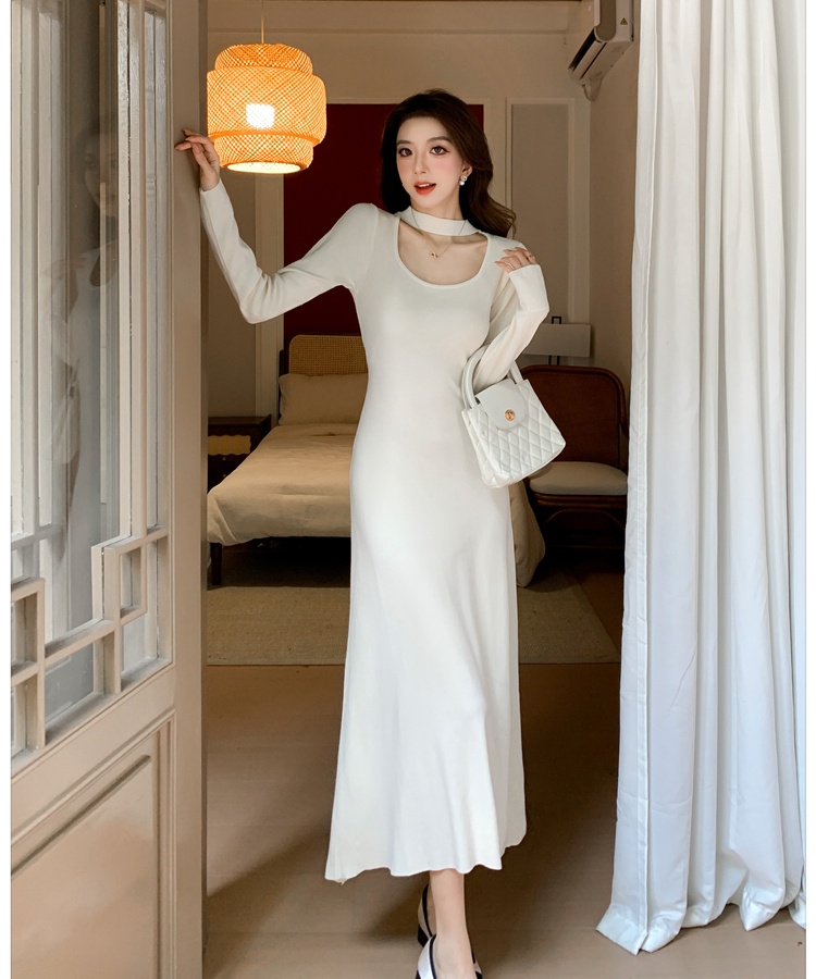 Slim halter dress knitted long dress for women