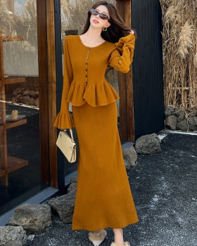 Knitted cardigan skirt 2pcs set for women