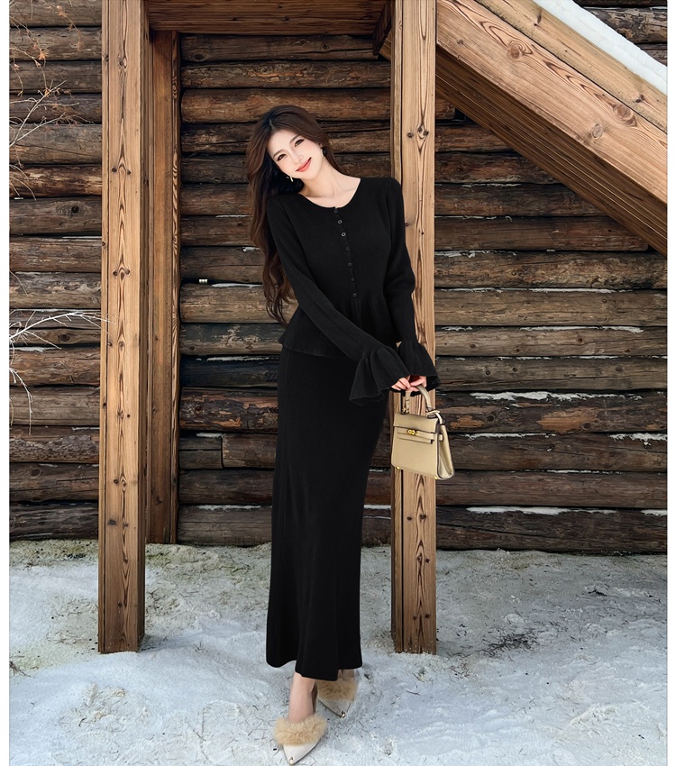 Knitted cardigan skirt 2pcs set for women