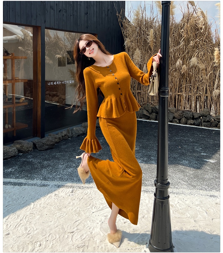 Knitted cardigan skirt 2pcs set for women