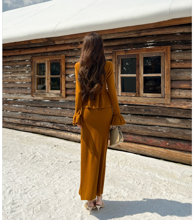 Knitted cardigan skirt 2pcs set for women