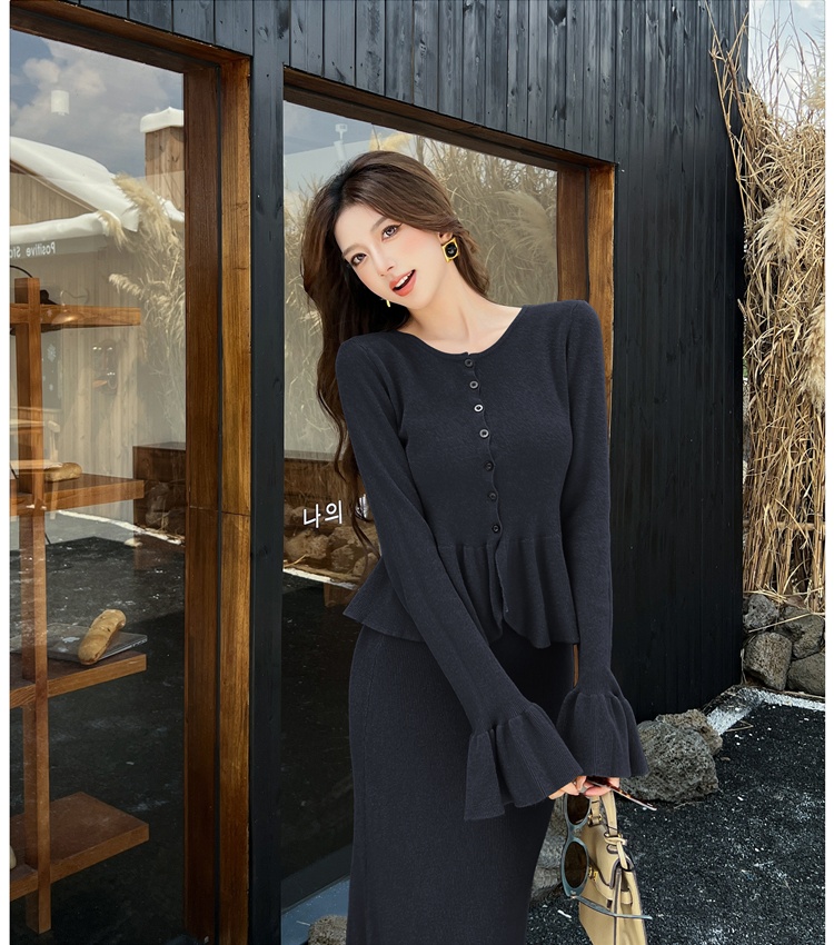 Knitted cardigan skirt 2pcs set for women