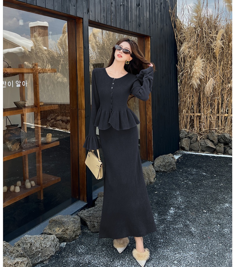 Knitted cardigan skirt 2pcs set for women