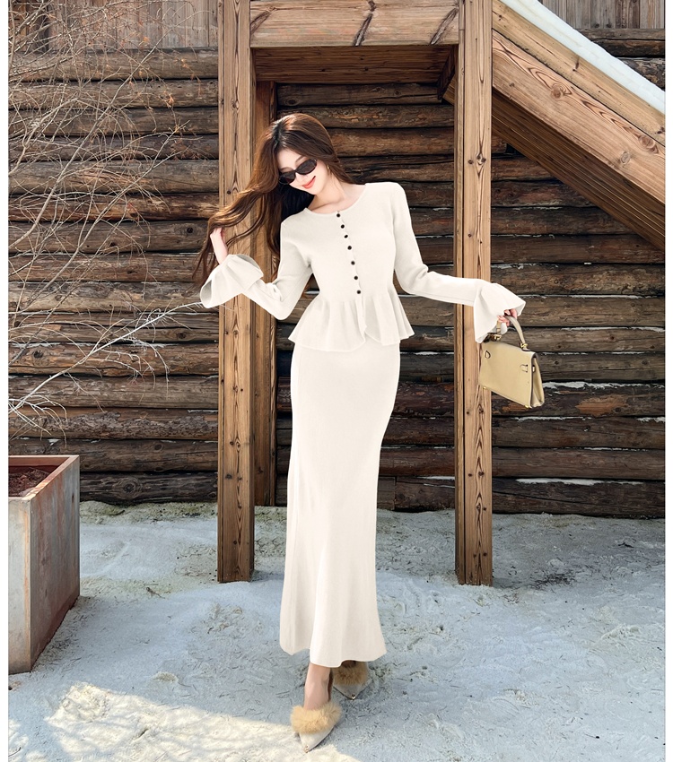 Knitted cardigan skirt 2pcs set for women