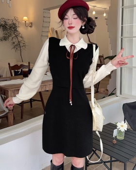 Knitted sweater dress inside the ride dress