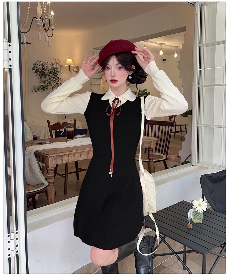 Knitted sweater dress inside the ride dress