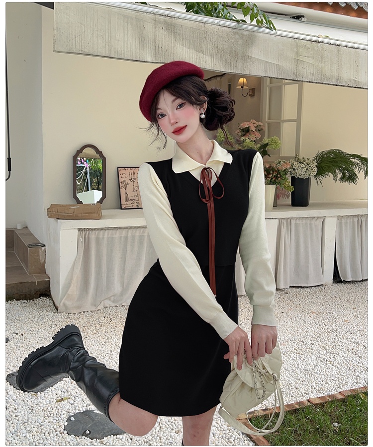 Knitted sweater dress inside the ride dress