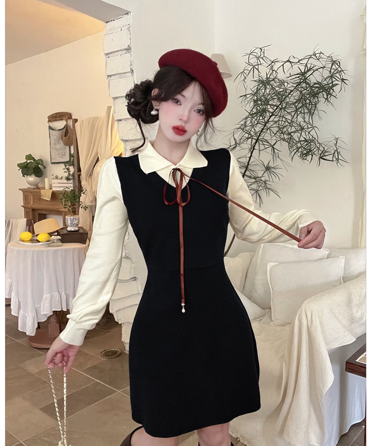 Knitted sweater dress inside the ride dress