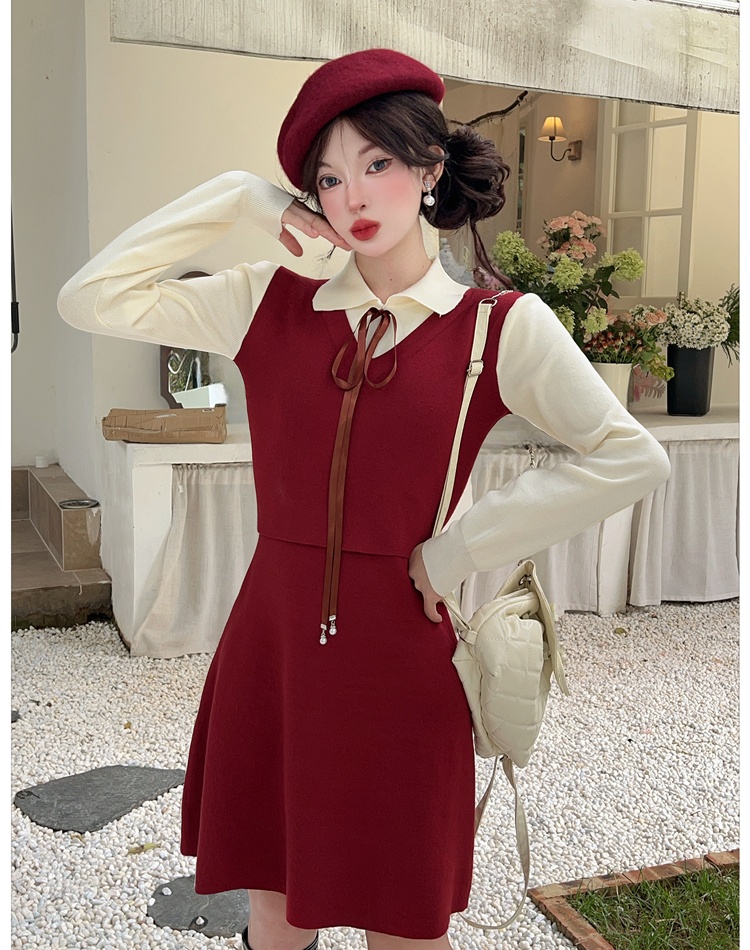 Knitted sweater dress inside the ride dress