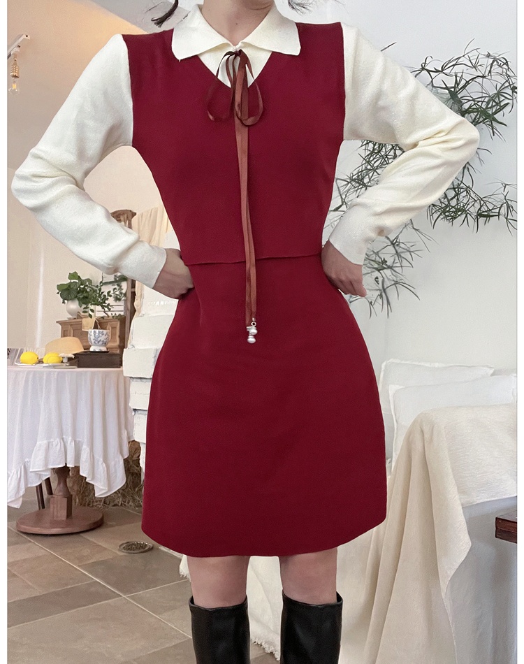 Knitted sweater dress inside the ride dress