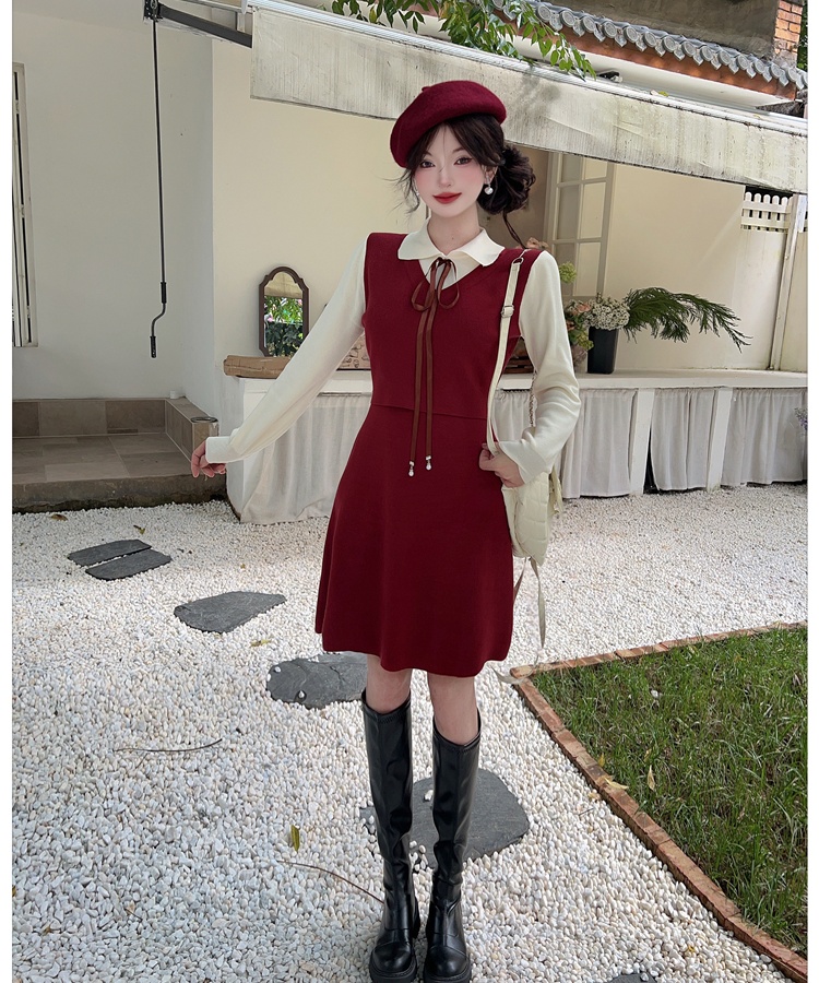 Knitted sweater dress inside the ride dress