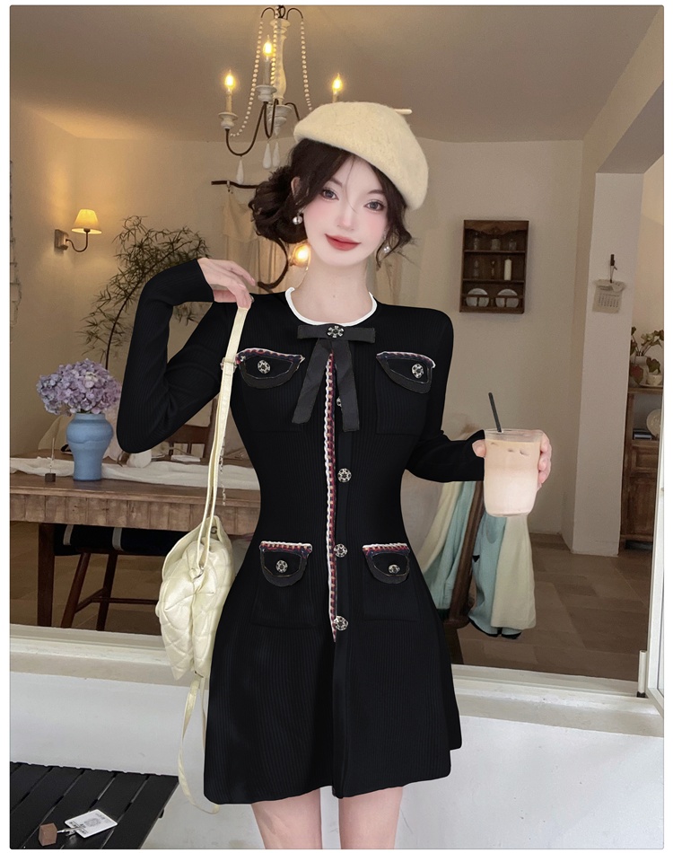 Bottoming slim dress A-line knitted sweater for women