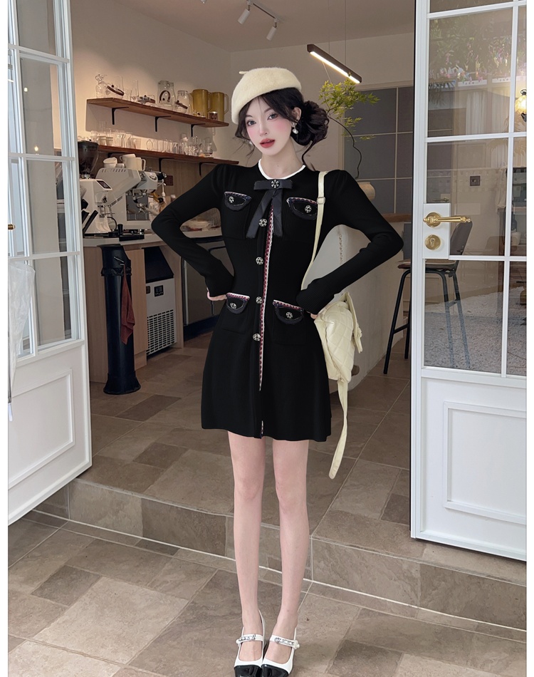 Bottoming slim dress A-line knitted sweater for women