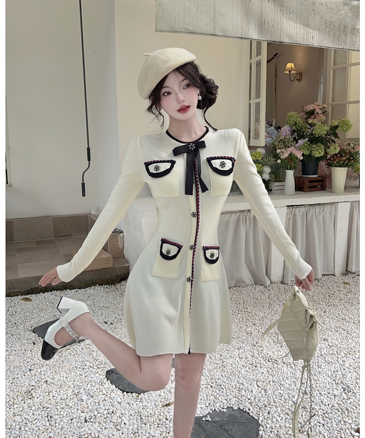 Bottoming slim dress A-line knitted sweater for women