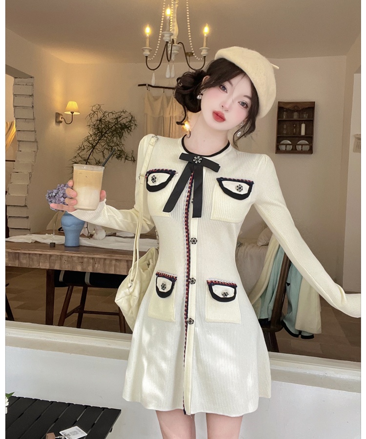 Bottoming slim dress A-line knitted sweater for women