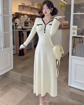 Chanelstyle sweater dress V-neck overcoat for women