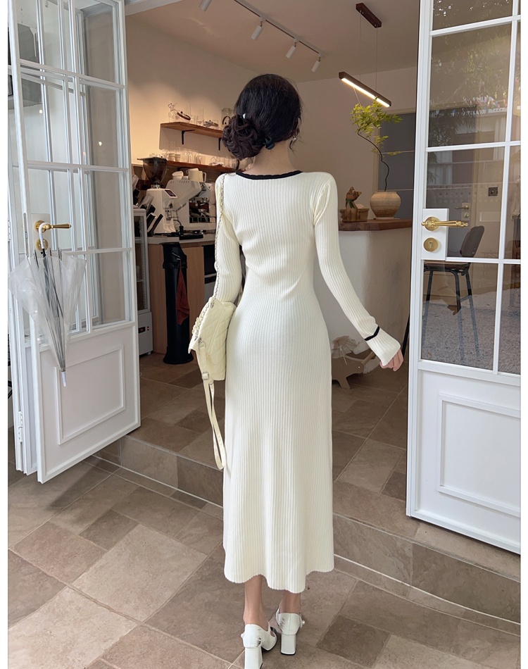 Chanelstyle sweater dress V-neck overcoat for women