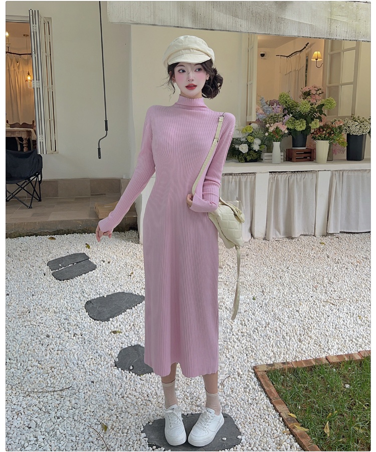 Autumn and winter long dress knitted waistcoat 2pcs set